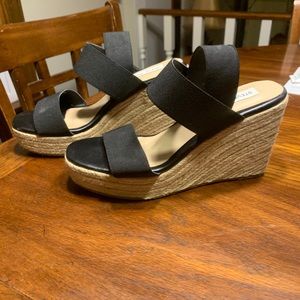 Steve Madden black strappy wedge sandal